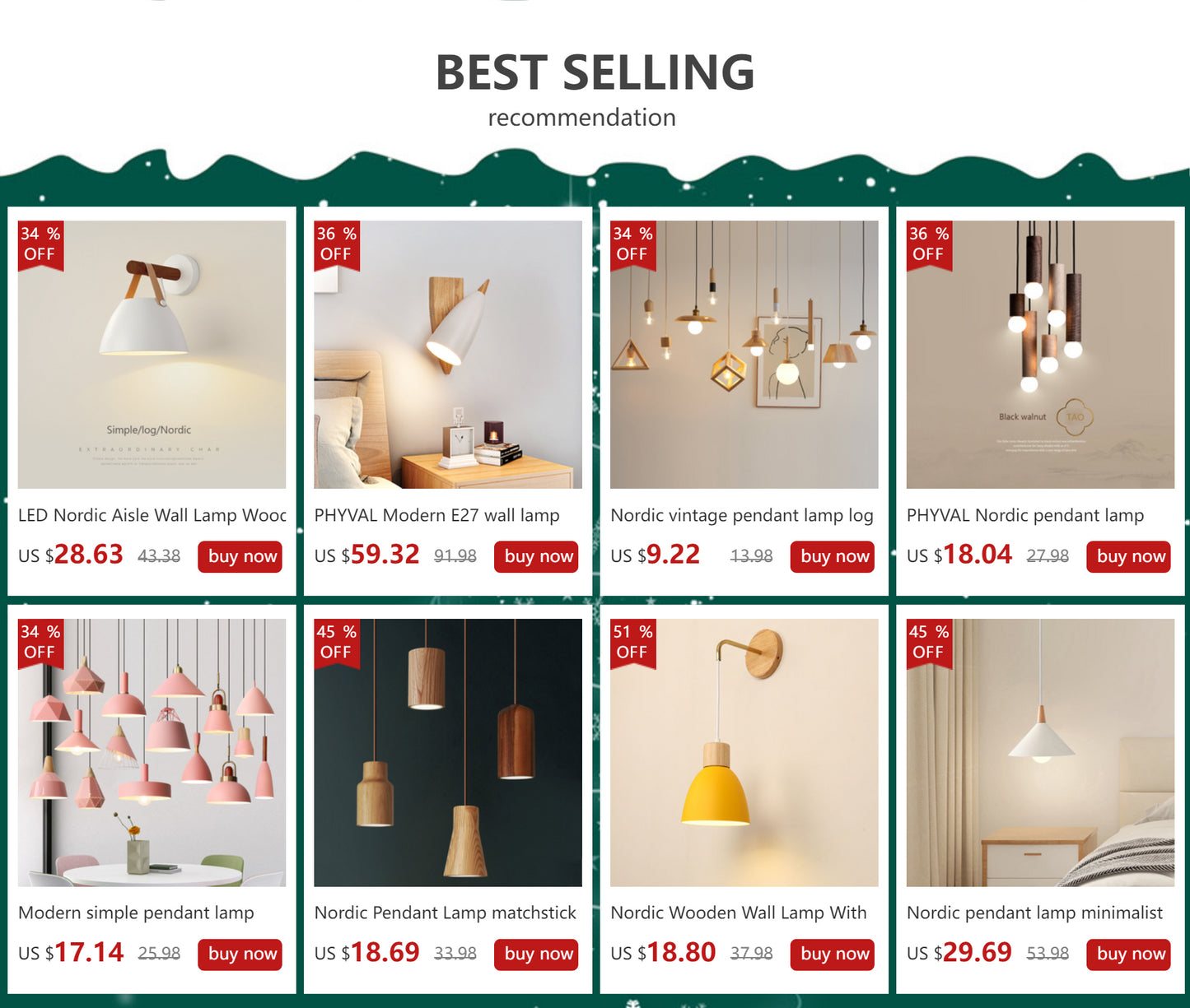 Wooden Nordic Wall Lamp