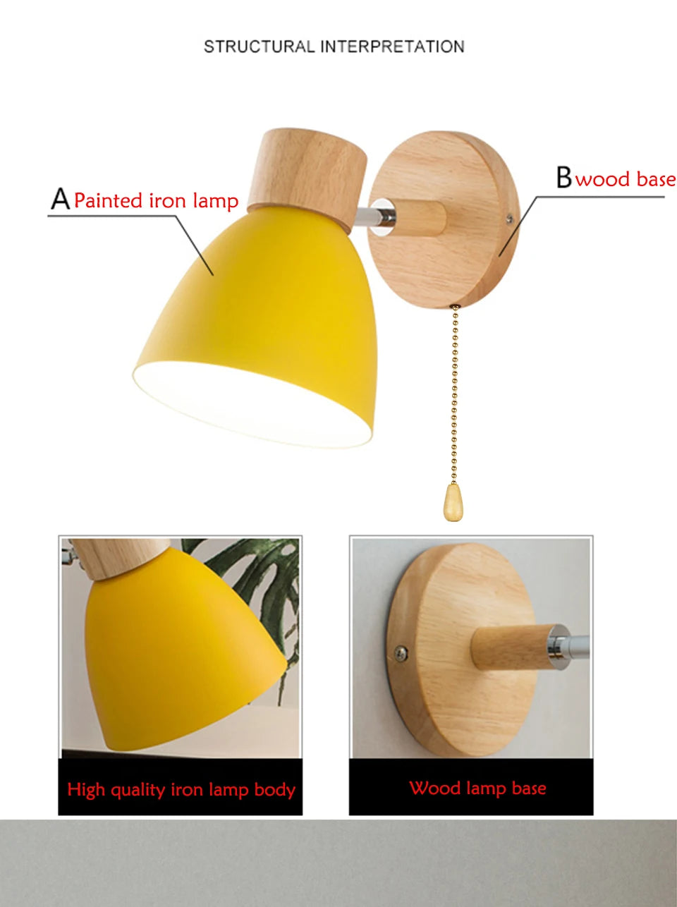 Wooden Nordic Wall Lamp