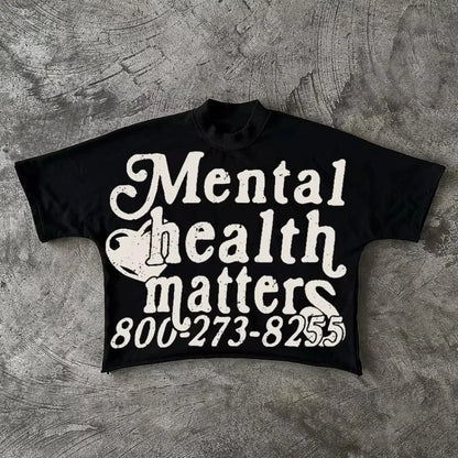 Mental Health Matters Graphics Cropped T-Shirts Men