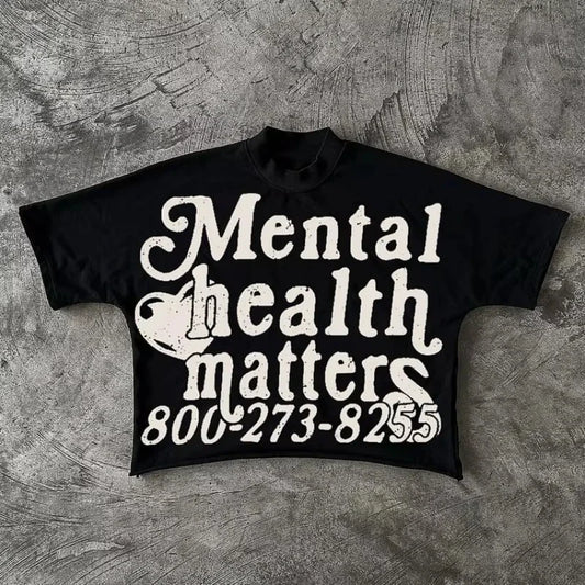 Mental Health Matters Graphics Cropped T-Shirts Men