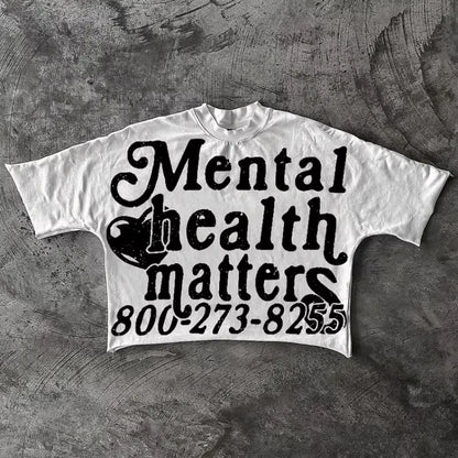 Mental Health Matters Graphics Cropped T-Shirts Men